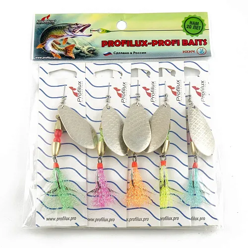 Блесна вращающаяся Profilux Таймень Б 15гр цв. 04 серебро чешуя (5 шт в упак.)