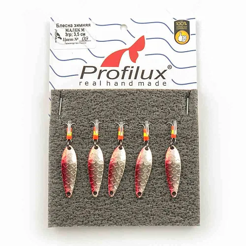 Блесна зимняя Profilux Малек М 3гр цв. 09 серебро-вишня чешуя