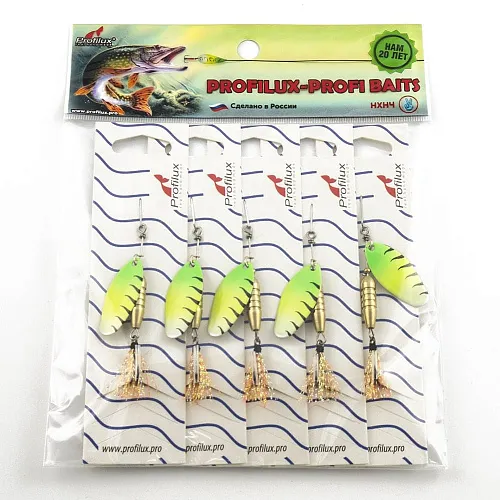 Блесна вращающаяся Profilux Мира 2 7гр цв. 210 перламутр-желтый-салатовый (5 шт в упак.)