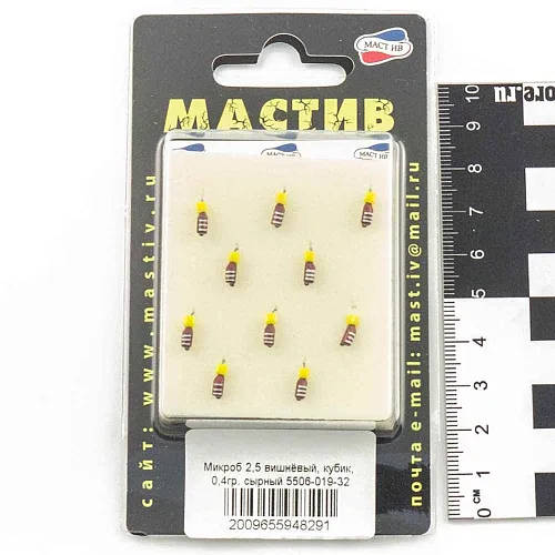 Мормышка вольфрамовая Мастив Микроб 2,5 вишневый, кубик 0,4гр (сырный)
