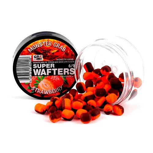 Бойлы нейтральной плавучести (Wafters) GBS Монстр-краб клубника 6х9мм