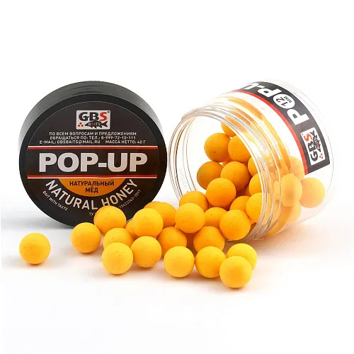 Бойлы GBS Baits Pop-up плавающие 10мм 40гр (уп. 6 шт) Honey Мед