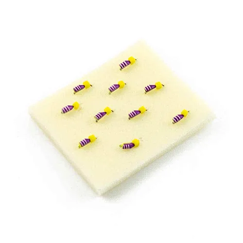 Мормышка вольфрамовая Мастив Микроб 2,5 фиолетовый+желтый, кубик 0,4гр (сырный)