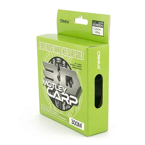 Леска Caiman Motley Carp 300м 3D Camo Green 0,25 мм (6шт в упак)