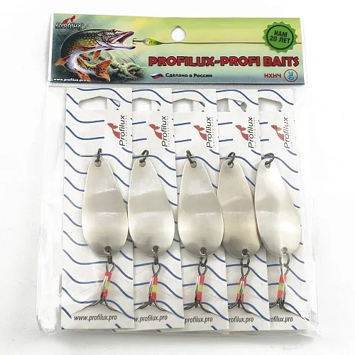Блесна колеблющаяся Profilux Байкал 14гр цв. 01-з серебро+золото (5 шт в упак.)