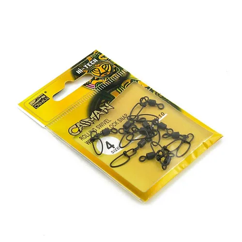 Застежка с вертлюгом Caiman 216003 black mat #4 10шт/уп 