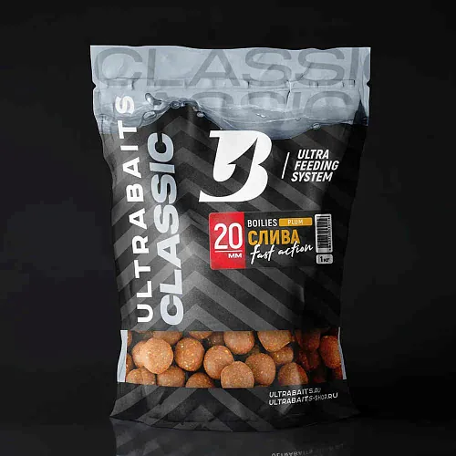 Бойлы прикормочные UltraBaits "Classic" Слива 1 кг 20 мм