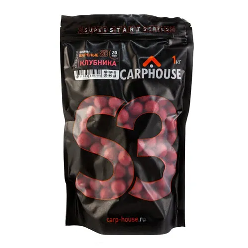 Бойлы Carp House вареные S3 Клубника красный 1кг