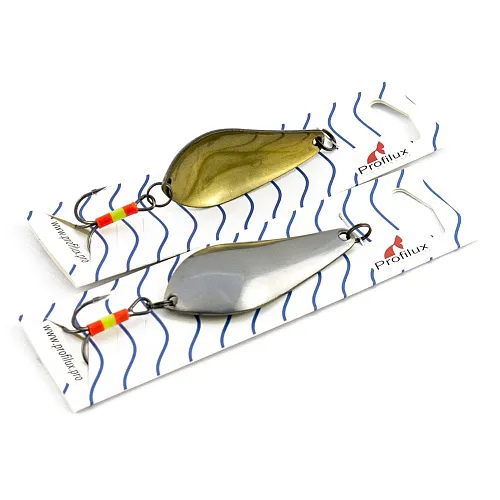 Блесна колеблющаяся нерж. Profilux Атом Б 15гр цв. Н-02-с золото+серебро (5 шт в упак.)