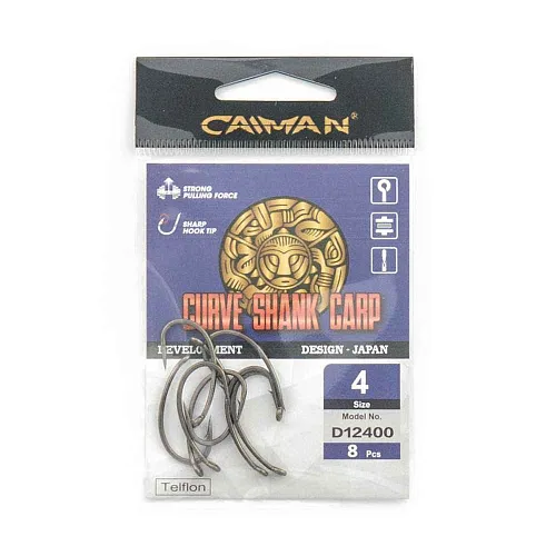 Крючки Caiman Curve Shank Carp Teflon №4 12400