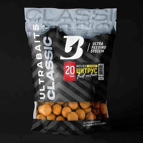Бойлы прикормочные UltraBaits "Classic" Цитрус 1 кг 20 мм