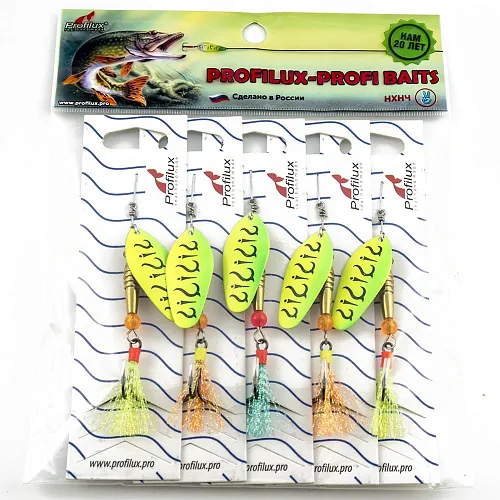 Блесна вращающаяся Profilux Мира 4 12гр цв. 009 (219 желтый-салатовый) (5 шт в упак.)