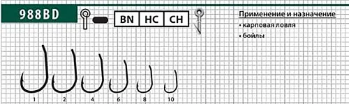Крючки Maruto 988 BN №10 (10 шт.) карповый