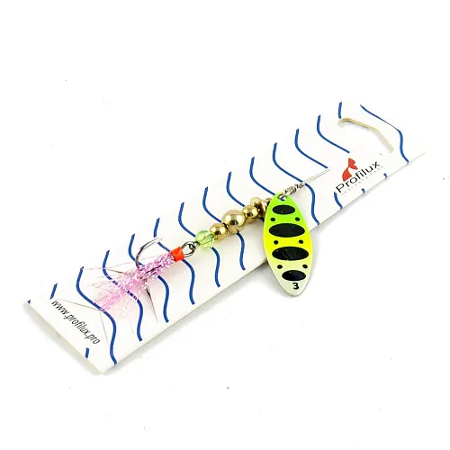 Блесна вращающаяся Profilux Лонг3 8гр цв. 210 перламутр-желтый-салатовый (5 шт в упак.)