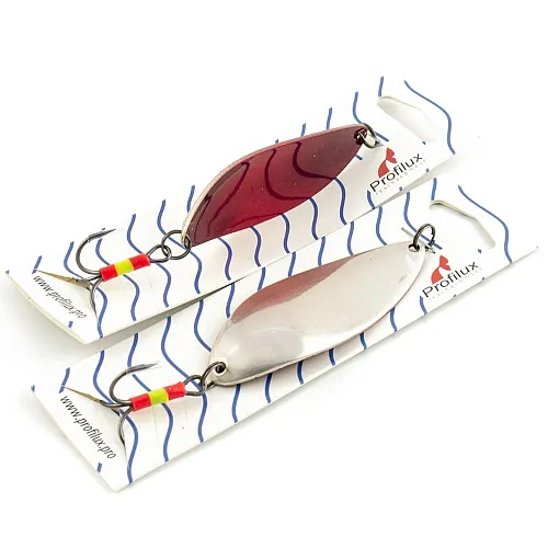 Блесна колеблющаяся Profilux Карсар 21гр цв. 01-к серебро+красный (5 шт в упак.)