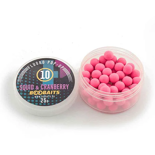 Бойлы Pop up BOO Baits 10мм Кальмар-Клюква 25гр банка