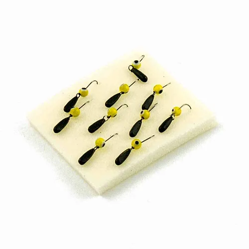 Мормышка вольфрамовая Мастив Дипломат 3 черный, окуневый глаз 0,9гр (желтый)