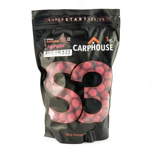 Бойлы Carp House вареные S3 Червяк красный 1кг
