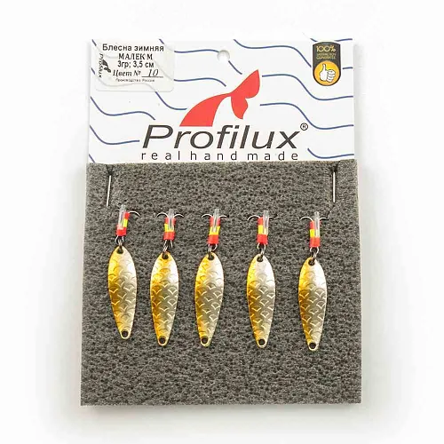Блесна зимняя Profilux Малек М 3гр цв. 10 серебро-золото чешуя