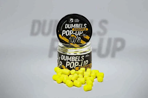 Бойлы плавающие UltraBaits "Fluro Pop-up" Dumbells Ананас 10х8 мм 20гр