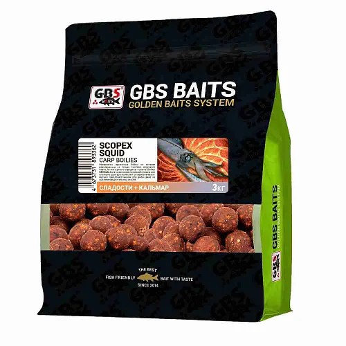 Бойлы тонущие GBS Baits 20мм 3кг Скопекс-кальмар