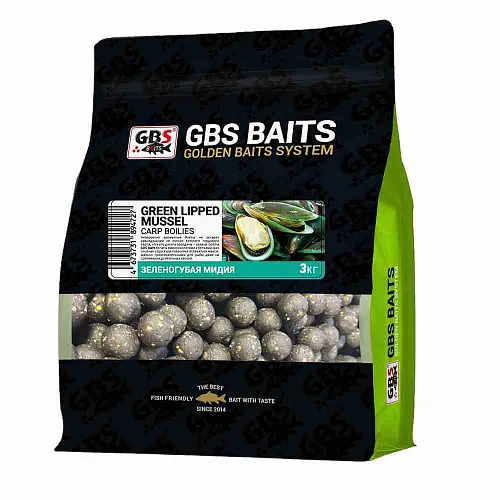 Бойлы тонущие GBS Baits 20мм 3кг Зеленогубая мидия