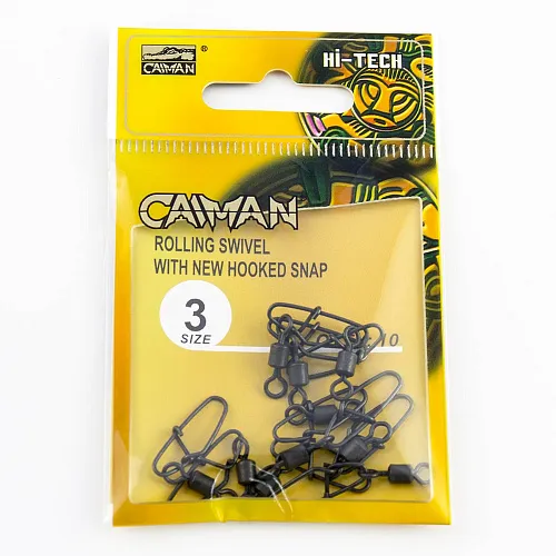 Застежка с вертлюгом Caiman 216012 black mat #3 10шт/уп 