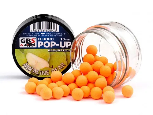 Бойлы GBS Baits Pop-up плавающие 8мм 40гр (уп. 6 шт) Alkaline Pear Щелочная груша