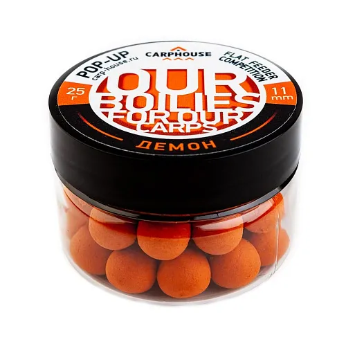 Бойлы Carp House Pop-Up 11 мм Flat Feeder Competition Демон специи (банка)