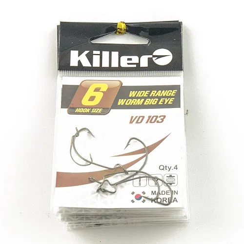 Крючок офсетный Killer Wide range worm (Большое ухо) № 6