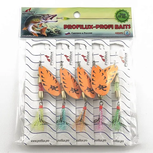 Блесна вращающаяся Profilux Таймень Б 15гр цв. 214 оранжевый (5 шт в упак.)