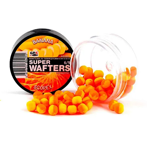 Бойлы нейтральной плавучести (Wafters) GBS Банан-Скопекс 6х9мм