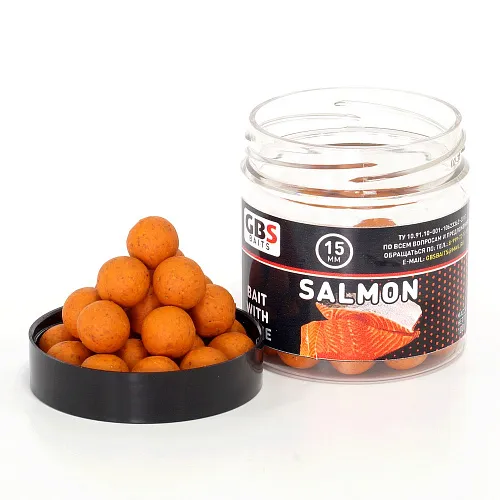 Бойлы GBS Baits тонущие насадочные 15мм 100гр Salmon Лосось (5шт в упак)