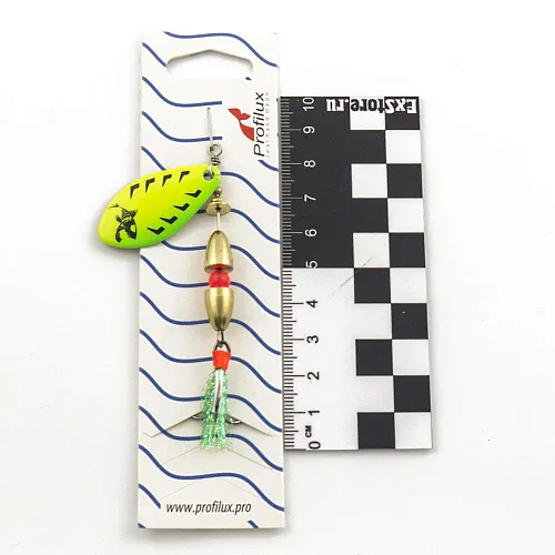 Блесна вращающаяся Profilux Таймень М 12гр цв. 219 желтый-салатовый (5 шт в упак.)