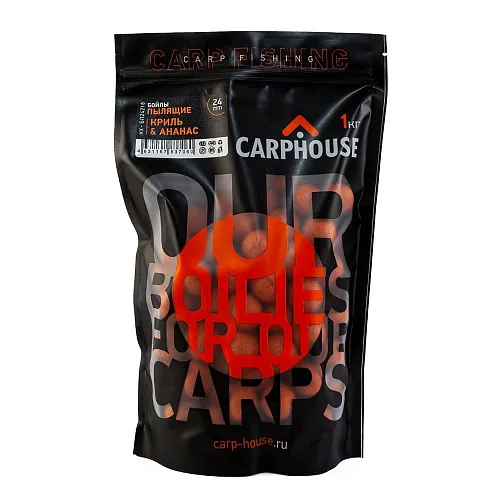 Бойлы Carp House пылящие Криль-ананас с масленной кислотой 1кг 24мм