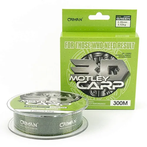 Леска Caiman Motley Carp 300м 3D Camo Green 0,28 мм (6шт в упак)