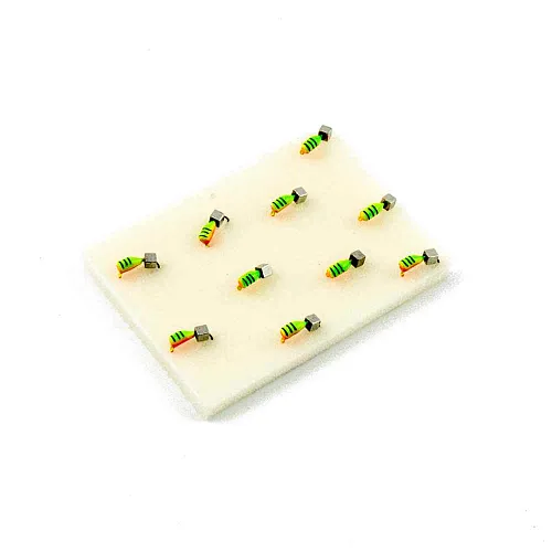 Мормышка вольфрамовая Мастив Микроб 2,5 художественный(зел.), кубик 0,4гр (серебро)