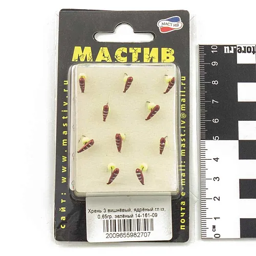 Мормышка вольфрамовая Мастив Хрень 3 вишневый, ядреный глаз 0,65гр (зеленый)