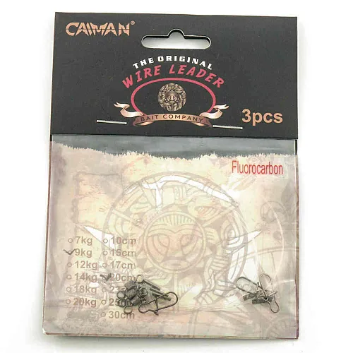 Поводок Caiman Fluorocarbon (3 шт. в уп.) Ф0,5 9 кг 20 см 256501