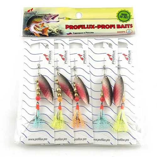 Блесна вращающаяся Profilux Лонг3 8гр цв. 07 серебро-черноспинка чешуя (5 шт в упак.)
