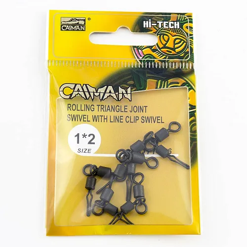 Вертлюг двойной составной с клипсой Caiman 216040 Black mat 1x2 6шт/уп 