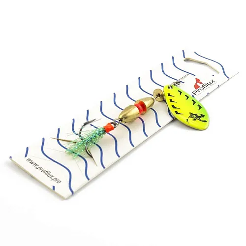 Блесна вращающаяся Profilux Таймень М 12гр цв. 219 желтый-салатовый (5 шт в упак.)