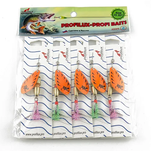Блесна вращающаяся Profilux Таймень М 12гр цв. 214 оранжевый (5 шт в упак.)