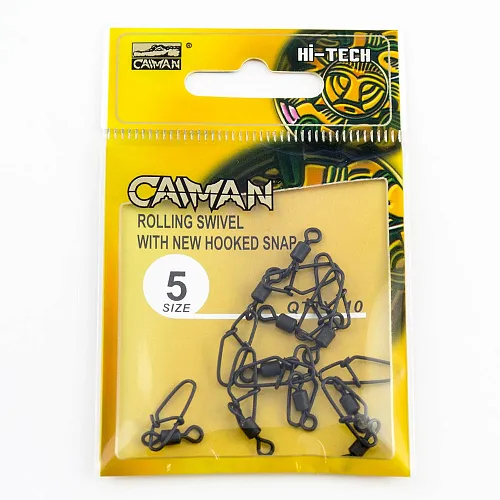 Застежка с вертлюгом Caiman 216014 black mat #5 10шт/уп 