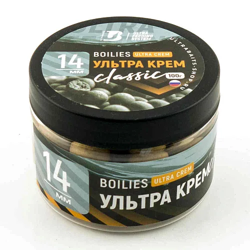 Бойлы тонущие насадочные UltraBaits "Classic" Ультра крем 14 мм банка 100 гр