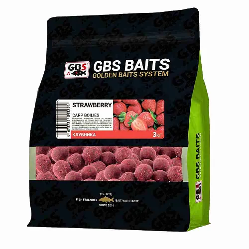 Бойлы тонущие GBS Baits 20мм 3кг Strawberry Клубника