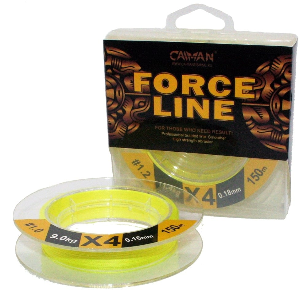 фотография товара Шнур Caiman Force Line 150м 0,12мм #0.6 жёлтый интернет-магазина Caimanfishing